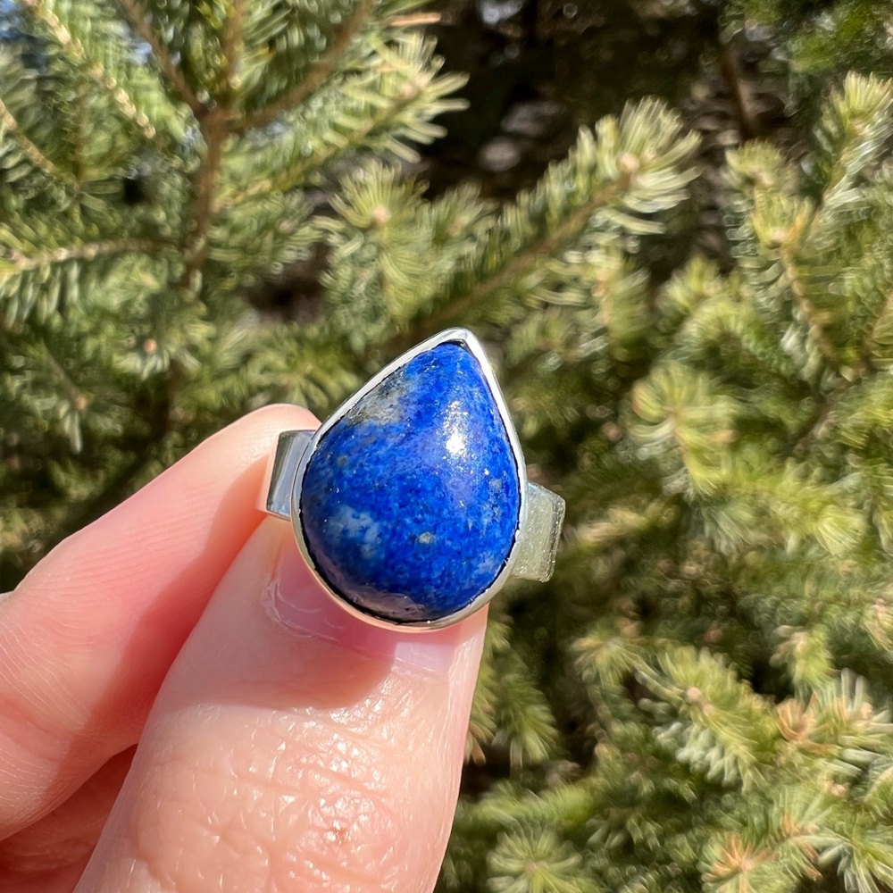 Custom Conversion Sterling Silver Lapis Ring Size… - image 1